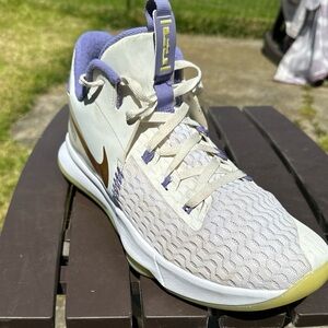 LEBRON witness 5 summit white metallic Bronze shoes do show signs of use